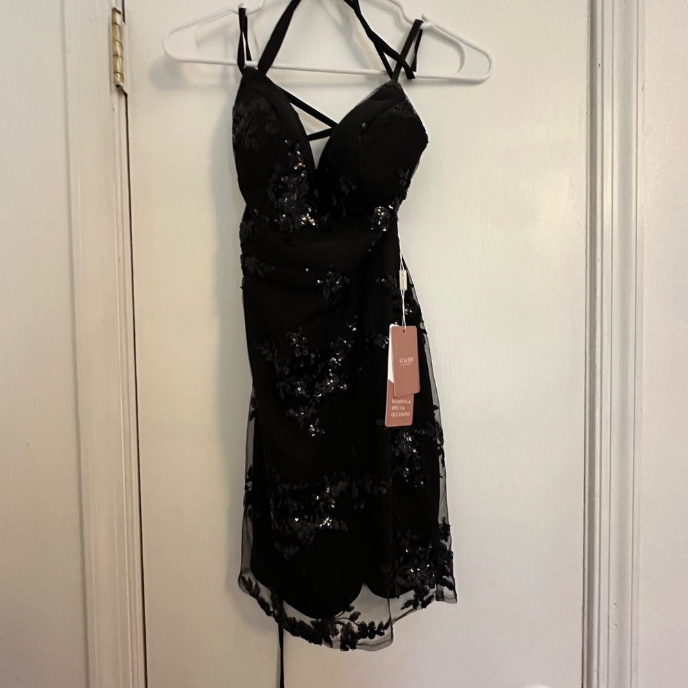 Black stacees hoco dress BRAND NEW